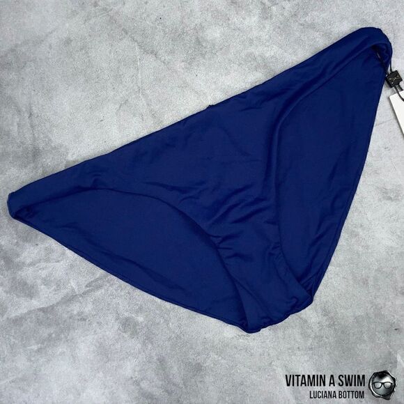 VITAMIN A SWIM LUCIANA BIKINI BOTTOM SAPPHIRE BLUE PLUS SIZE FULL COVERAGE NEW - Picture 7 of 16